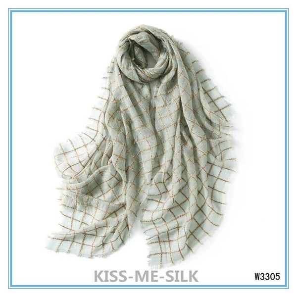 

scarves kms high-density classic yarn-dyed plaid cashmere wool scarf shawl large long 100*200cm/160g, Blue;gray
