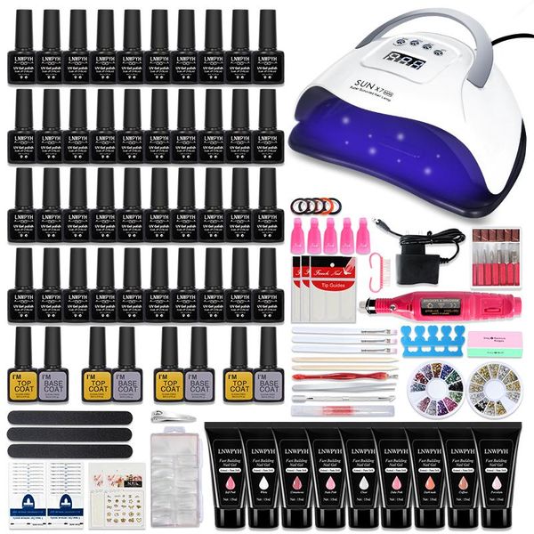 

nail polish kit extension quick building gel nail kit uv led lamp dryer & electric drill profession art tools set
