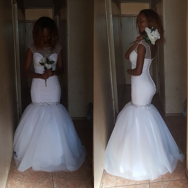 

2021 new short sleeve mermaid wedding simple custom plus size dress bride xyl5, White