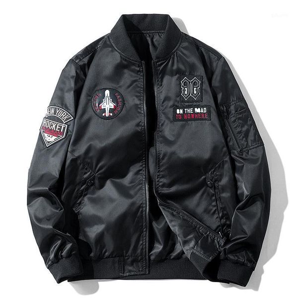 

new mens bomber jacket coat male embroidery 7xl plus size ab wear casual pilot jacket streetwear men brand clothing outwear by051, Black;brown