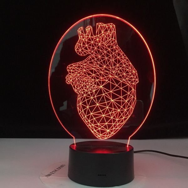 

heart triangle nightlight 3d illusion night light for kids bedroom decor light dropshipping led table 3d lamp gift