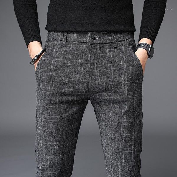 

2020 new stretch casual pants men spring summer business trousers men's straight trousers pant male size 28-36 381, Black
