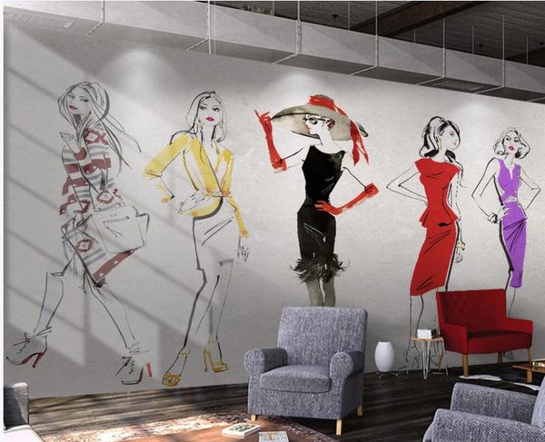 

3d wallpaper custom p mural on the wall retro colored beauty model clothing store home decor 3d wall murals wallpaper for living room