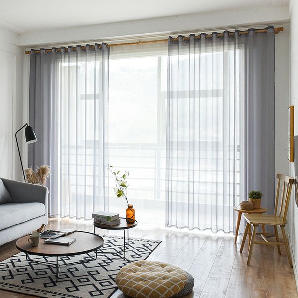 

grey/coffee solid voile door window curtains drape panel sheer tulle for home decor living room bedroom kitchen
