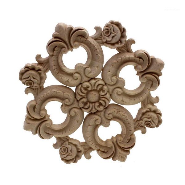 

runbazef wood decoration appliques carved vintage home decor decorround rose furniture accessories modern decals figurine1