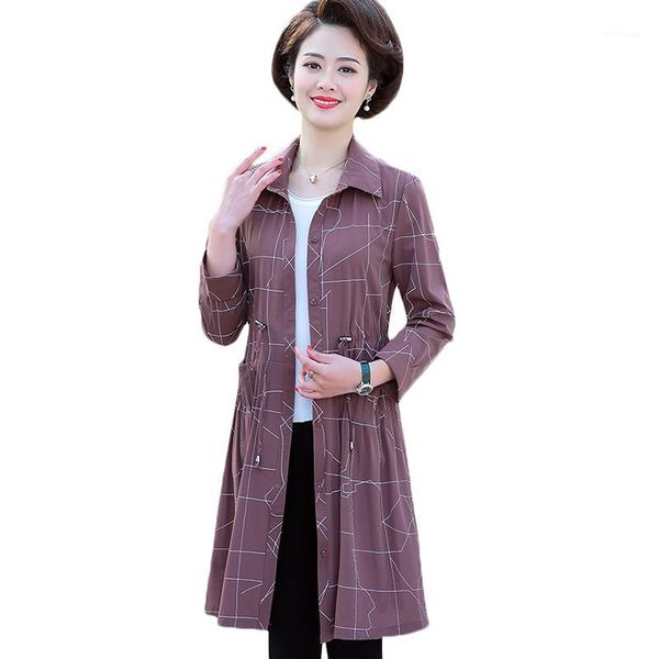 

new autumn spring office lady windbreaker women long sleeve grid casual trench coat women's fashion plus size cardigan 4xl1, Tan;black