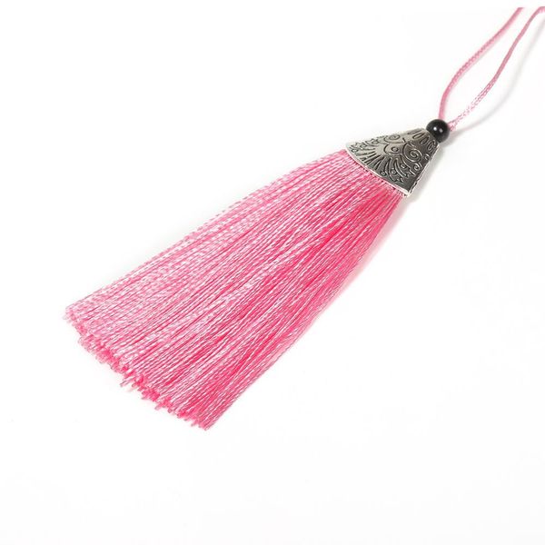

10pcs lot 8cm silk tassel with silver caps decorative tassels pendants diy earring charm for jewelry making hangling accessories h bbywdj