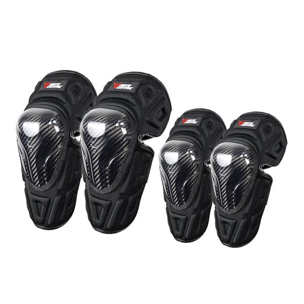 

motorcycle armor 4x elbow pads carbon fiber motocross cycling and knee protector guard armors set black moto rodillera