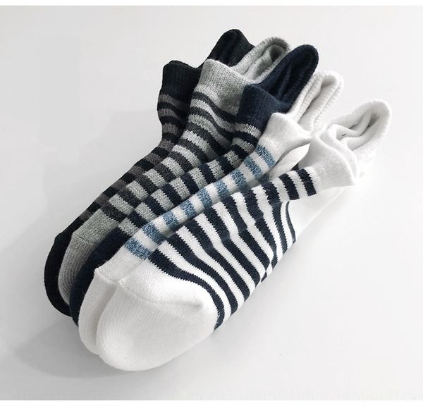 

0213 men's four seasons pure cotton short tube low shallow mouth spring summer thin striped boat sockssocks and socksboat socks male mh, Black