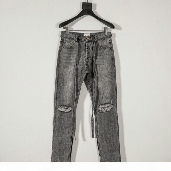 

19ss fear of god 6th fog hole zipper jeans fashion street skateboard casual denim trousers sport fitness hip hop track pants sweatpants, Blue