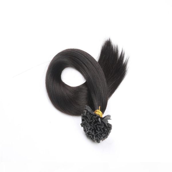 

evermagic flat human hair 1g strand for 100g pc natural color remy straight brazilian human hair extension 12-26inch, Black