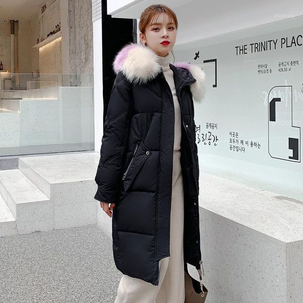 

winter coat women jacket solid hooded faux fur collar ladies coat warm thick female winter jackets women parkas down jacket1, Black
