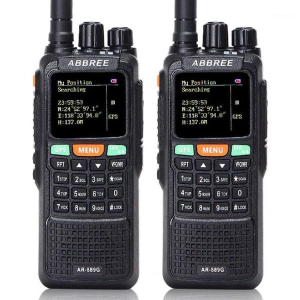 

walkie talkie 2pcs abbreee ar-889g 10w gps sos night backlight duplex cross band portable ham two-way radio cb radio1