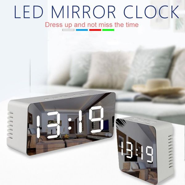 

other clocks & accessories led mirror alarm clock with dimmer snooze temperature function for bedroom office travel digital home decoration