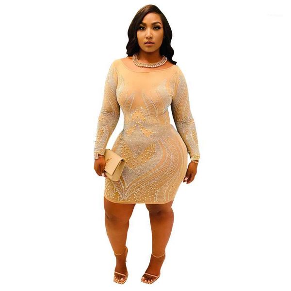 

fashion o neck long sleeve bodycon midi plus size dress for women evening party club dress autumn winter african clothing1, Black;gray