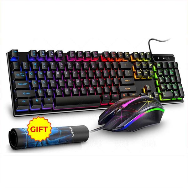 

rgb backlit deskkeyboard mouse usb wired gaming glowing keyboard mouse combo for pc lapgamer pad gift