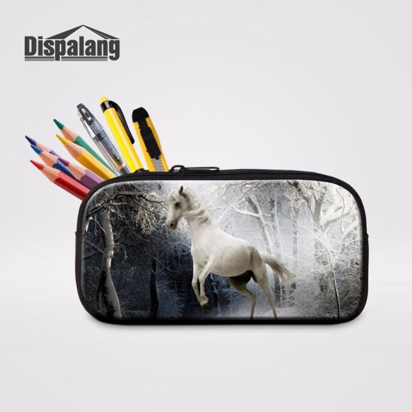 

dispalang pen bag storage horse print pencilbox pencil case for childern cosmetic bag with zipper makeup case student stationery