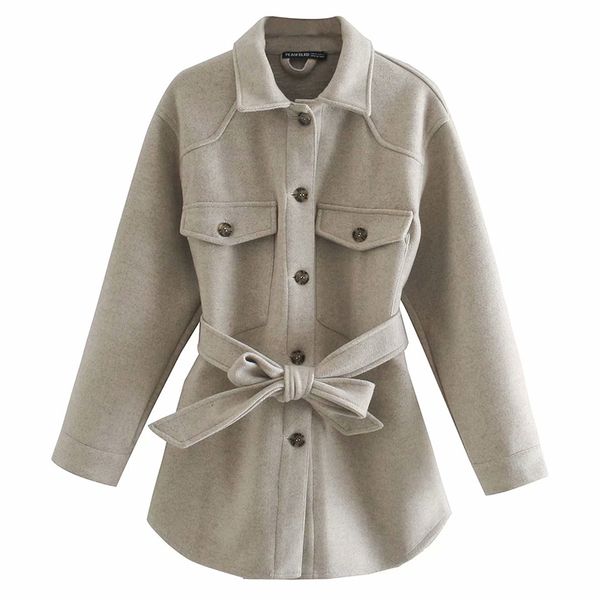

hadara casual turn down collar jackets women fashion gray pockets coats women elegant tie belt waist jackets female ladies iu 201106, Black;brown