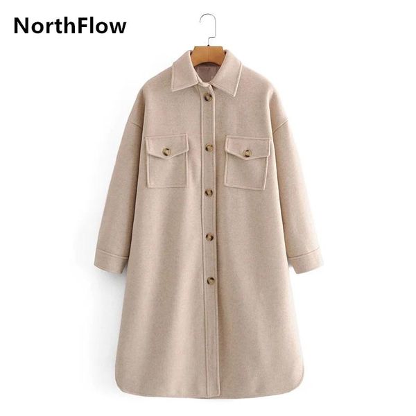 

women's trench coats northflow 2021 coat women england style wollen long single breasted loose feminino femme blazers and jackets, Tan;black