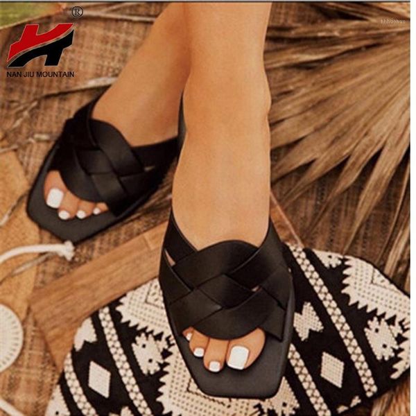 

slippers nan jiu mountain 2021 women's summer shoes flat sandals outdoor beach fashion casual comfortable plus size 411, Black