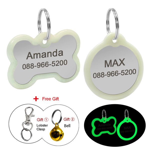 

stainless steel pet cat and dog name plate, fluorescent lamp, no bell