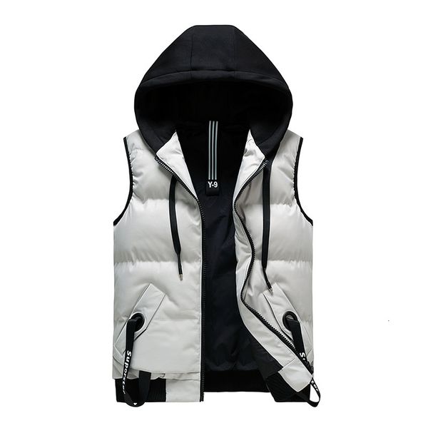 

autumn and winter sleeveless padded jacket korean version large thickened down cotton vest men's coat cantilevered warm, Black;white