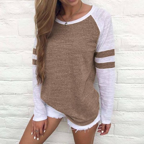 

women's t-shirts autumn striped patchwork long sleeve casual shirts fashion o-neck harajuku loose streetwear plus size 4xl, White
