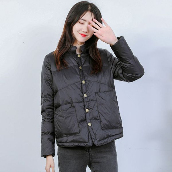 

women's winter white duck feather ultra light short coat, fine cotton paka, adjusted in autumn 2020