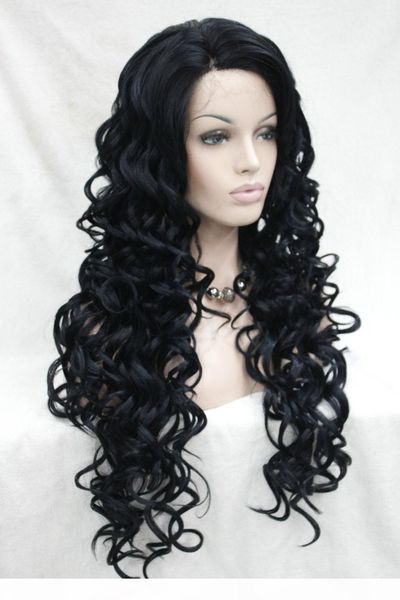 

new lace front ombre jet black heat ok hair long curly wig