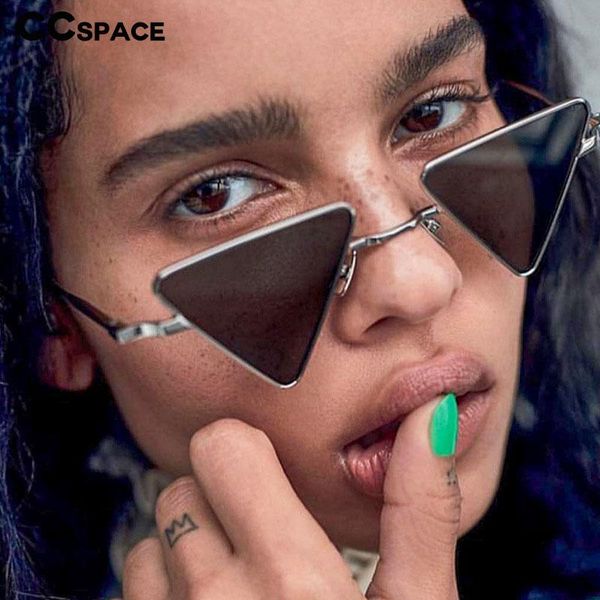 

sunglasses 45957 metal frame triangle men women fashion uv400, White;black