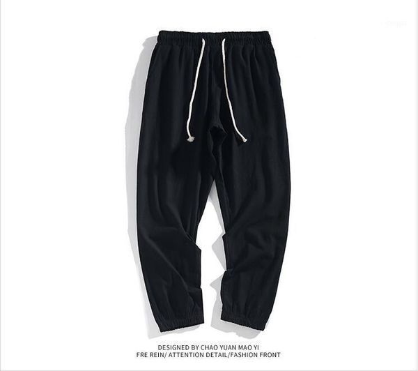 

cotton linen casual harem pants men joggers man summer trousers male chinese style baggy pants 2020 harajuku clothes xxxl1, Black