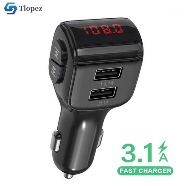

car wifi router usb charger handswireless bluetooth 5.0 kit fm transmitter 3.1a fast charge dual support tf card mp3 player1