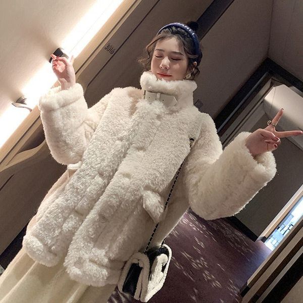 

2020 winter women's imitation lamb fur coat fashion loose outwear large size thick warm women jacket manteau femme hivex1016, Black;brown