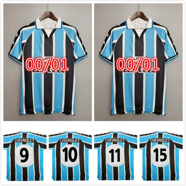

gremio 2000 retro soccer jersey ronaldinho zinho nene warley gremio porto alegre home vintage old classic football shirt, Black;yellow