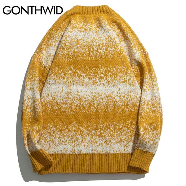 

gonthwid knitted tie dye striped jumper sweaters streetwear hip hop casual pullover knitwear men 2020 harajuku fashion bbyawu, White;black