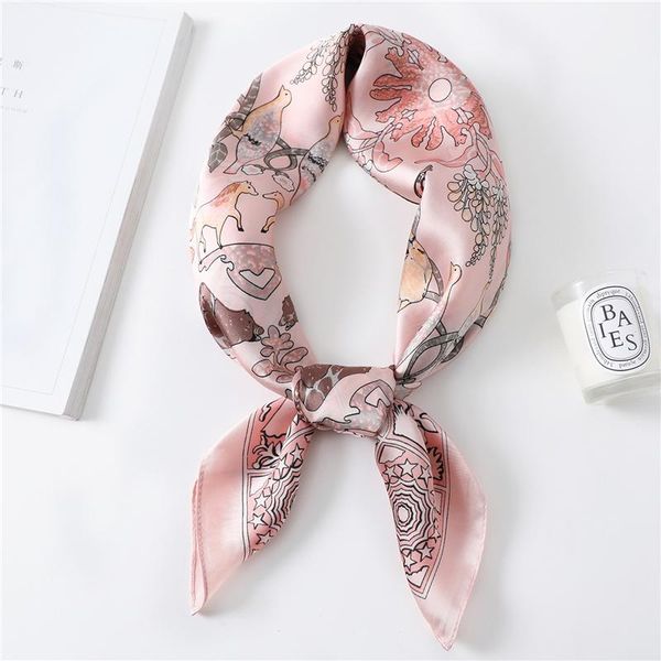 

2020 female silk neck scarf shawls head band foulard women office neckerchief animal design print kerchief spring scarves, Blue;gray