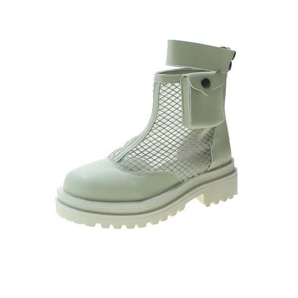 

2021 new breathable crochet spring mesh nice ladies fashion digit round foot female boots mpz6, Black