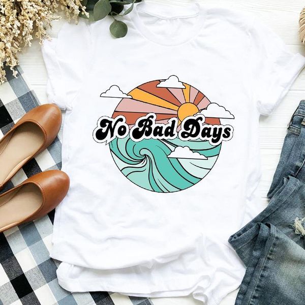 

women lady wave letters vacation travel fashion print shirt t tee womens clothes tshirt for female graphic t-shirt, White