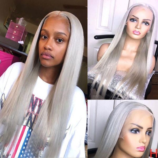 

brazilian human ombre human 13x6 lace front wig black grey lace front wig two tone gray human hair wigs full lace wig, Black;brown