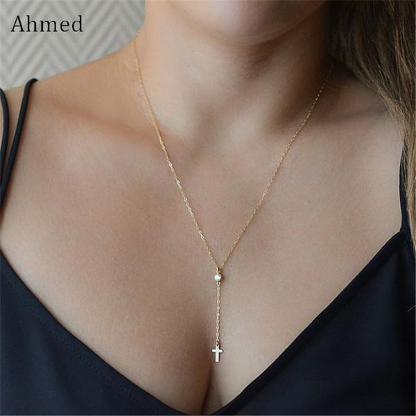 

подвеска femme bijoux простой для заявления ahmed креста ожерелья имитации моды для женщин maxi ожерелье новых ювелирных изделий перлов tset, Silver