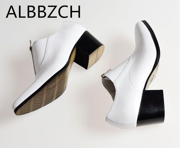 

6cm high heels trending pointed toe genuine leather derss men shoes white height increase wedding shoes career work dance, Black