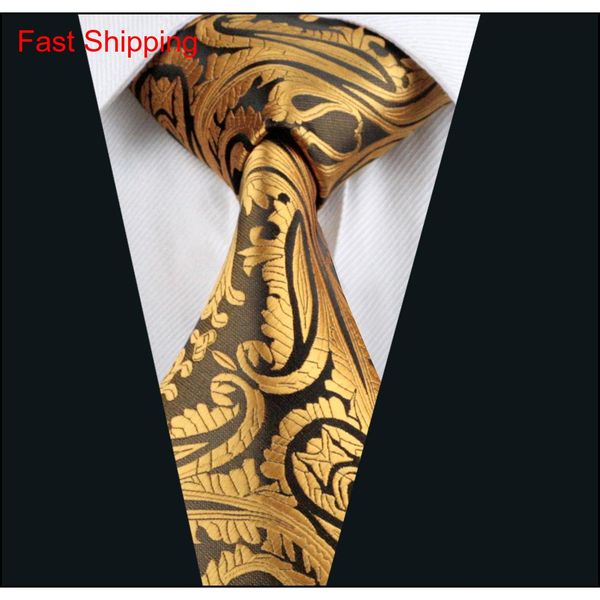 

selling gold yellow tie for men hankerchief cufflinks set mens jacquard woven business necktie 8.5cm width qylmgy nana_shop, Black;blue