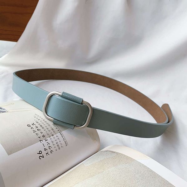 

korean cowhide thin women's skirt dress corset waist simple versatile square buckle non perforated leather belt, Black;brown