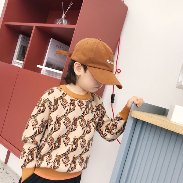 

cartoon print turtleneck sweater for boys winter warm pullovers knitted sweaters for girls unisexualchildren's pullover, Blue