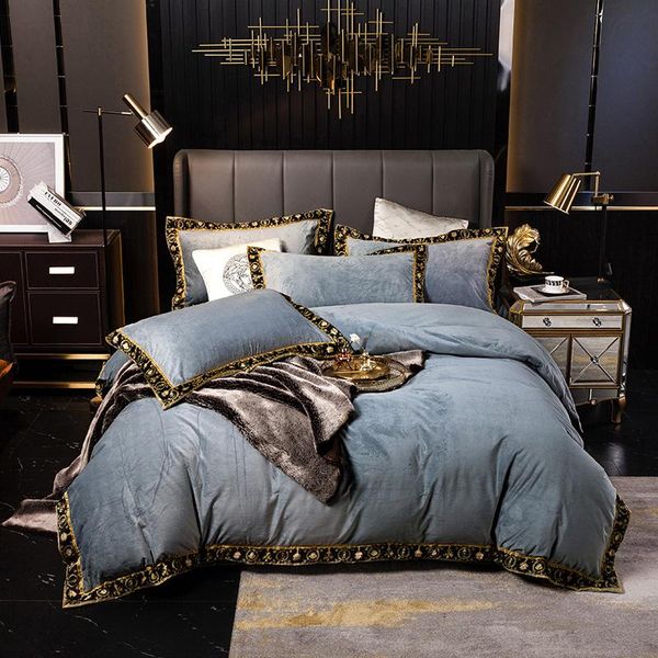

2021 super soft velvet bedding sets duvet cover flat sheet pillowcases 4pcs