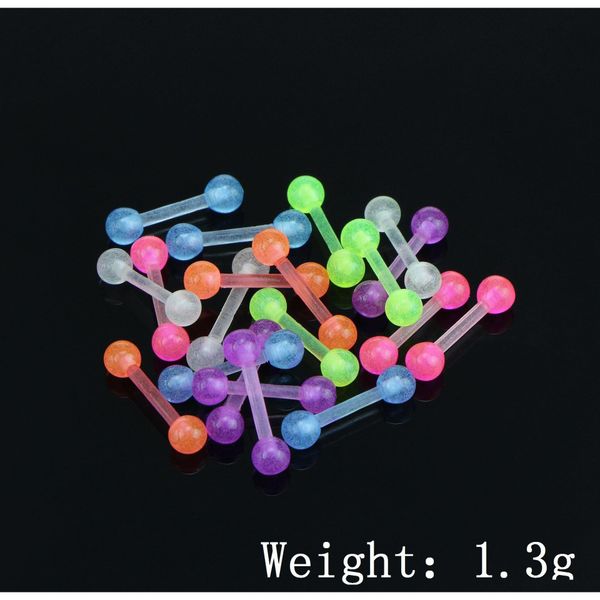 

wholesale mix color 20cs/lot luminous soft acrylic tongue rings colored barbell ear pie jllwdj yy_dhhome, Silver