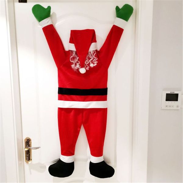 

christmas decoration santa claus pendant hanging ornament lint santa clothes xmas 2021 happy new year door window car decoration f110701