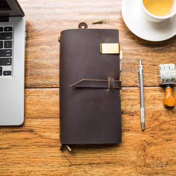 

notepads ipben 100% genuine leather travelers notebook vintage diary sketchbook school supplies material escolar caderno engraving1, Purple;pink