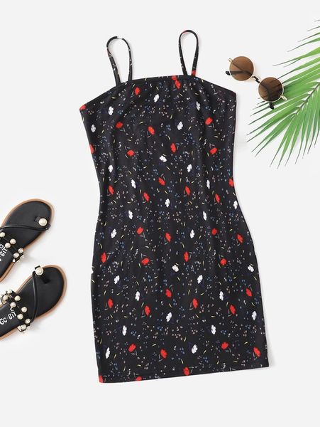 

girls floral print cami dress she02, Red;yellow