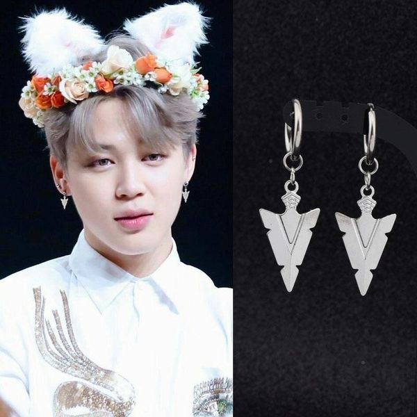 

new korea boys kpop dna stainless steel stud earring triangle shield pendant ear clip grunge punk women men birthday earrings, Silver